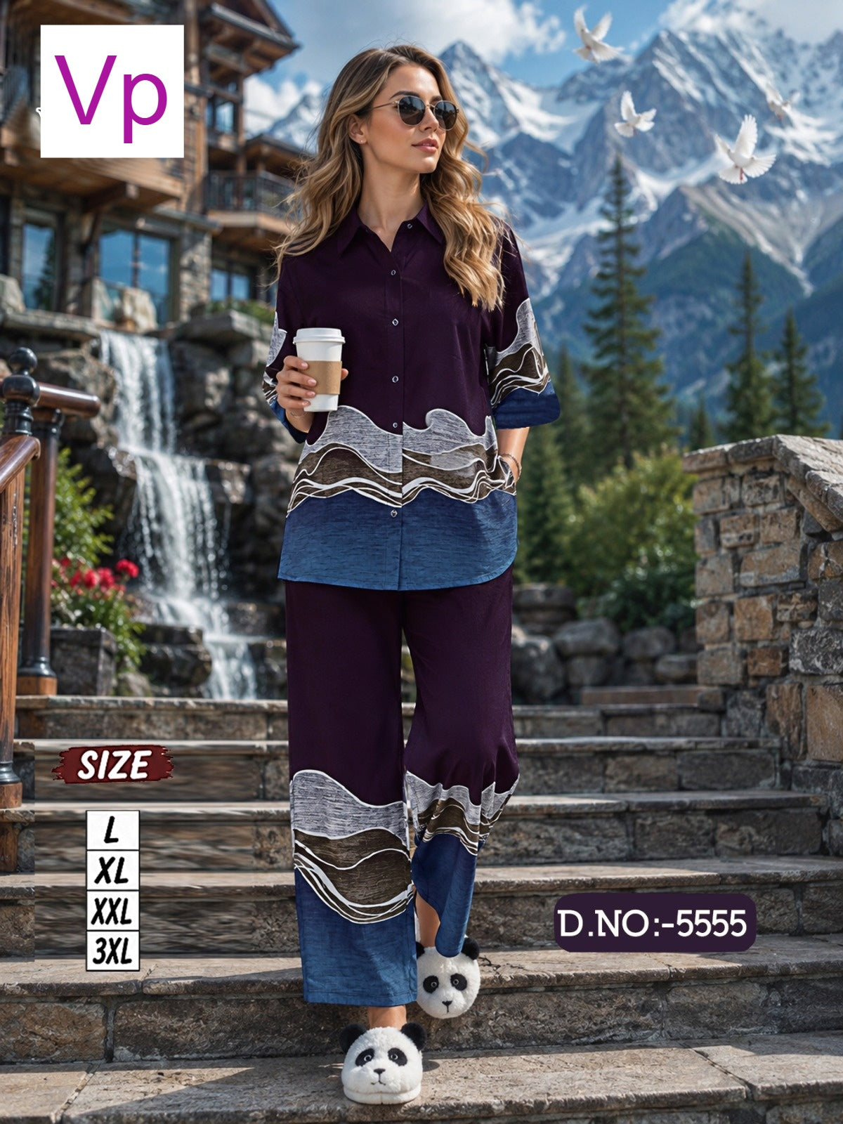 Front Open Dno 5555 Vp Rayon 22Kg Co Ord Set Wholesale