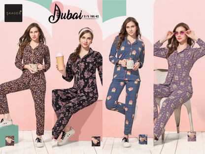 Front Open Dubai Vol 2 Skager Hosiery Full Sleeve Night Suits Exporter