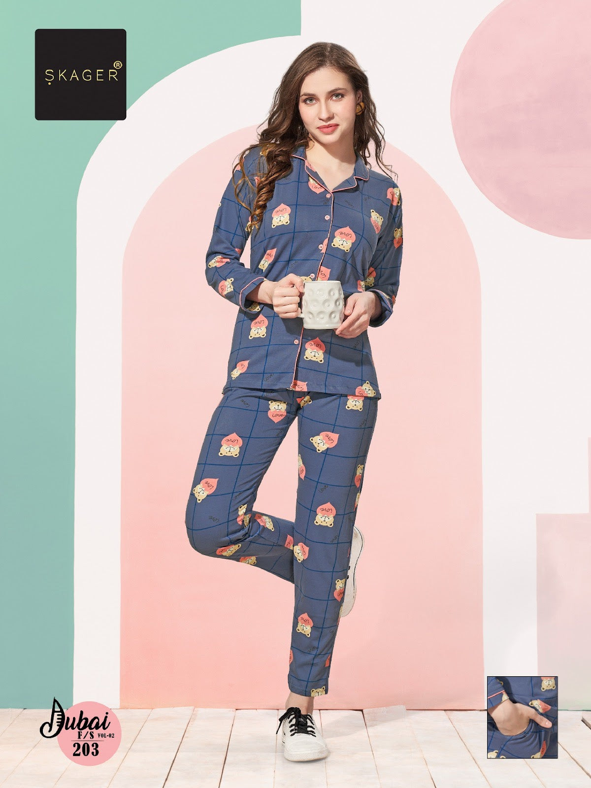 Front Open Dubai Vol 2 Skager Hosiery Full Sleeve Night Suits Exporter