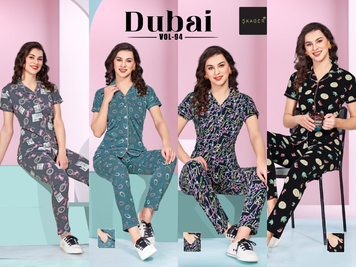 Front Open Dubai Vol 94 Skager Hosiery Cotton Collar Night Suits Wholesaler Ahmedabad
