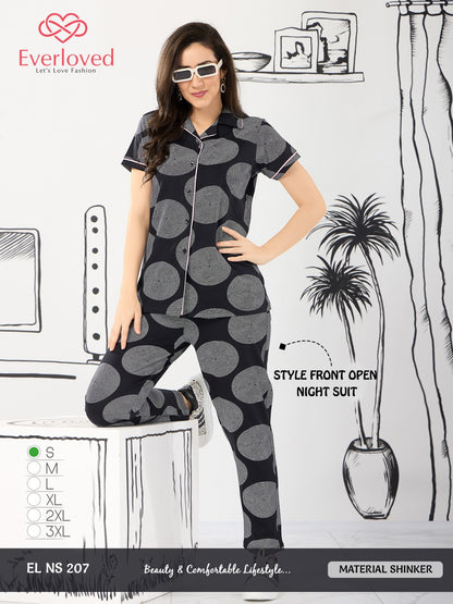 Front Open El Ns 207 Mnt Sinker Collar Night Suits Manufacturer