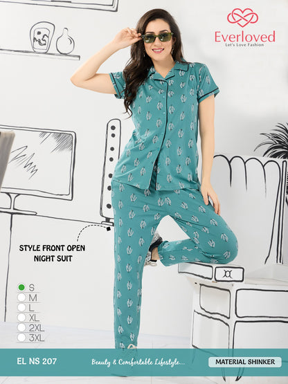 Front Open El Ns 207 Mnt Sinker Collar Night Suits Manufacturer