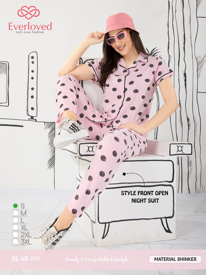 Front Open El Ns 207 Mnt Sinker Collar Night Suits Manufacturer