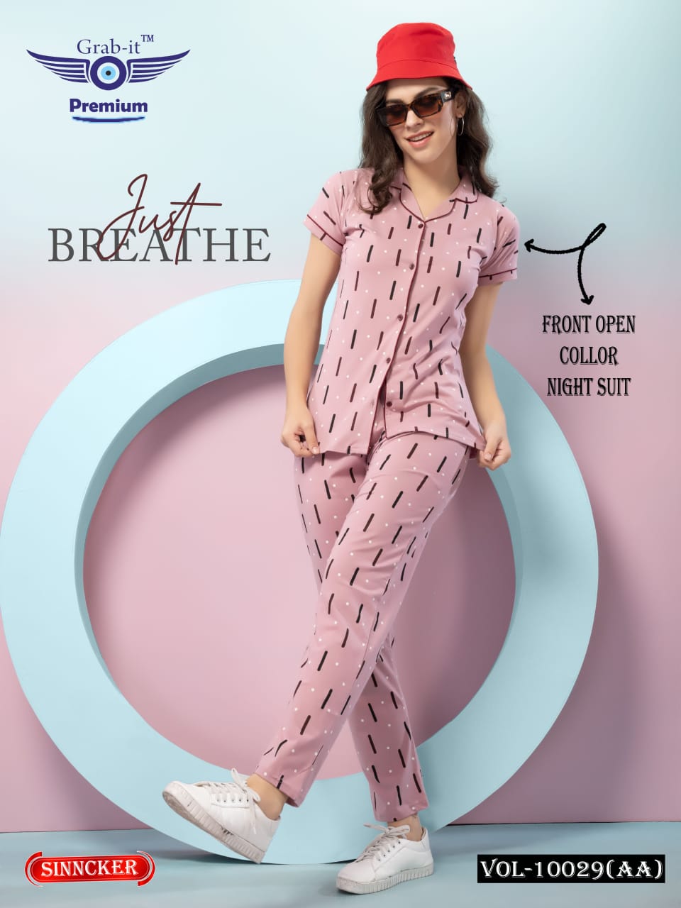 Front Open Vol 10029 Aa Grab It Sinker Collar Night Suits Wholesaler Ahmedabad