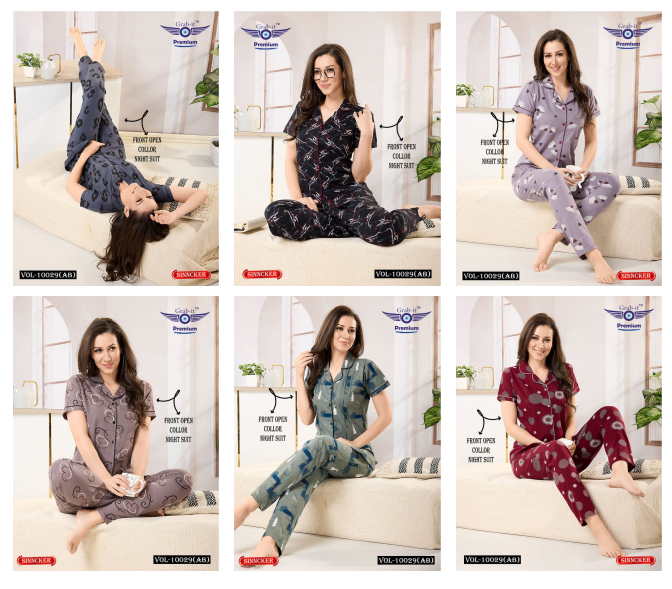 Front Open Vol 10029 Ab Grab It Sinker Collar Night Suits Supplier ...