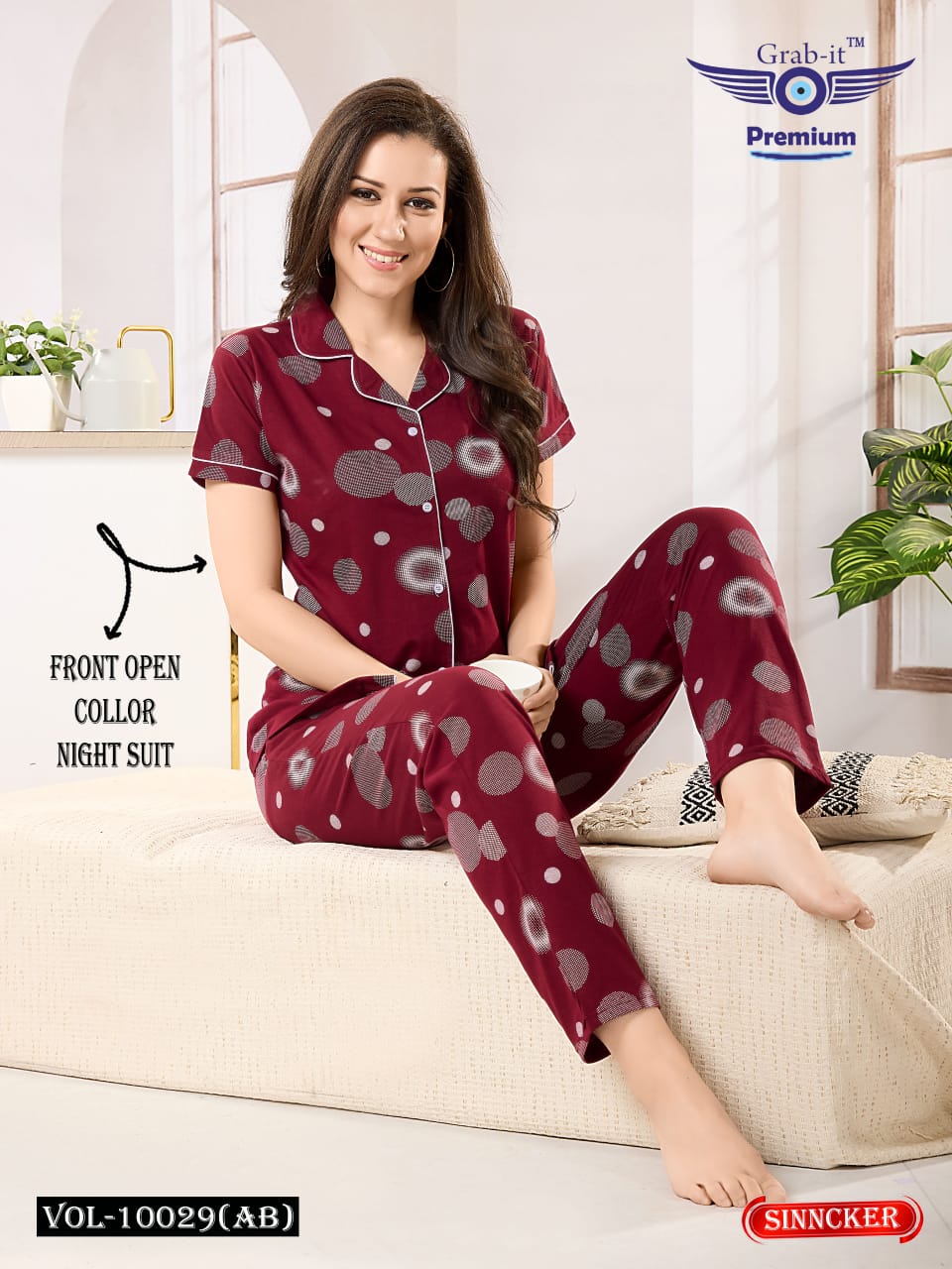 Front Open Vol 10029 Ab Grab It Sinker Collar Night Suits Supplier