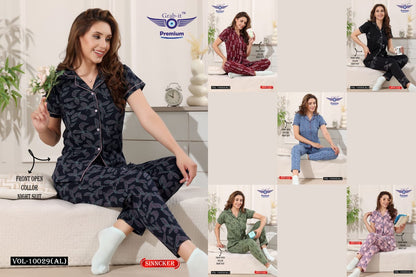 Front Open Vol 10029 Al Grab It Sinker Collar Night Suits Supplier