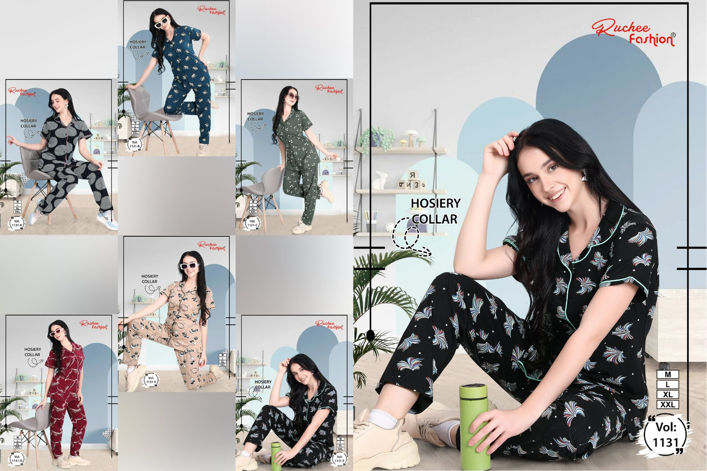 Front Open Vol 1131 Ruchee Fashion Hosiery Collar Night Suits Supplier