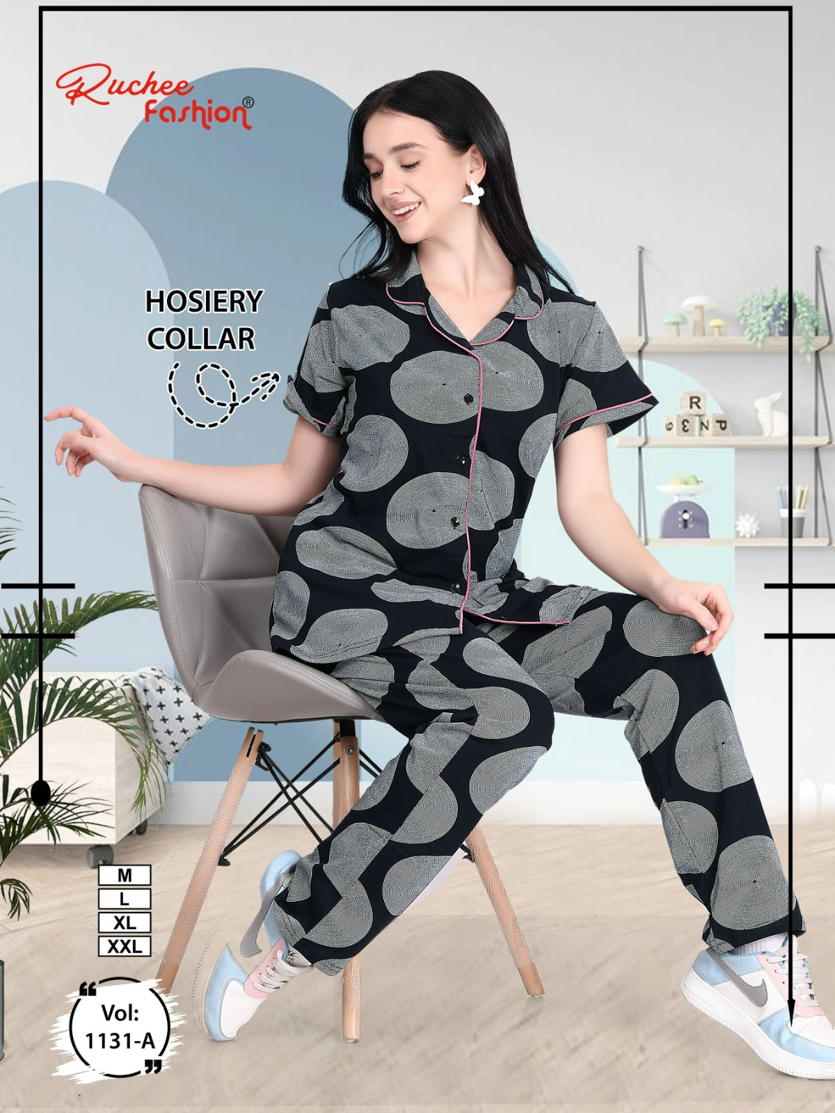 Front Open Vol 1131 Ruchee Fashion Hosiery Collar Night Suits Supplier