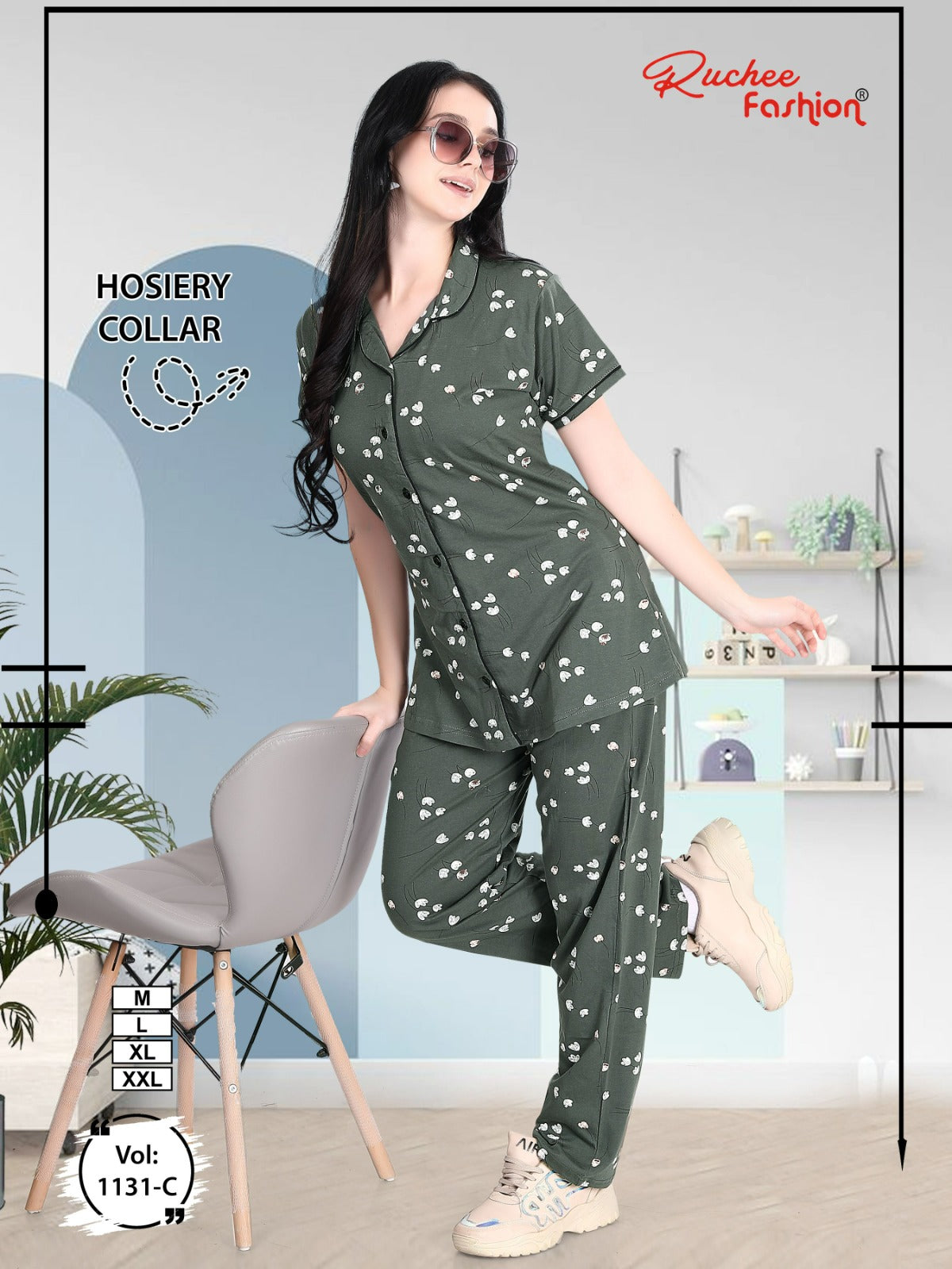 Front Open Vol 1131 Ruchee Fashion Hosiery Collar Night Suits Supplier