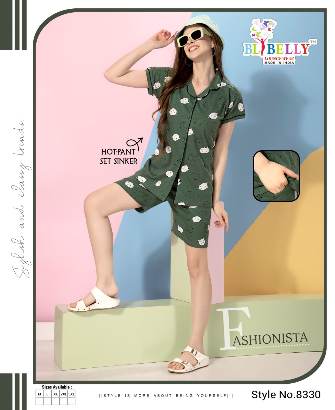 Front Open Vol 578 Belly Sinker Shorts Night Suits Exporter