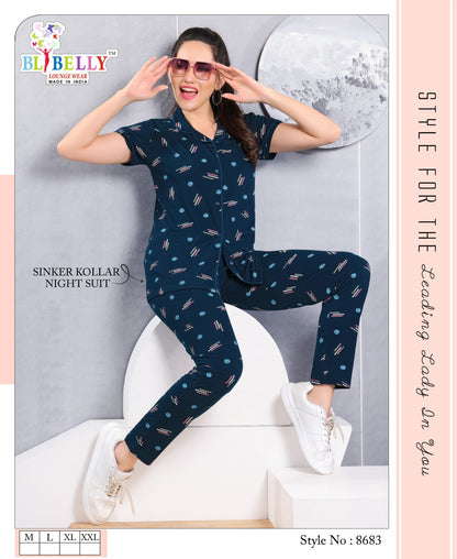 Front Open Vol 629 Belly Sinker Collar Night Suits Wholesaler Ahmedabad