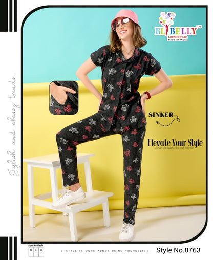 Front Open Vol 636 Belly Sinker Collar Night Suits Wholesale Rate