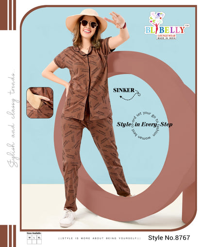 Front Open Vol 637 Belly Sinker Collar Night Suits Wholesaler