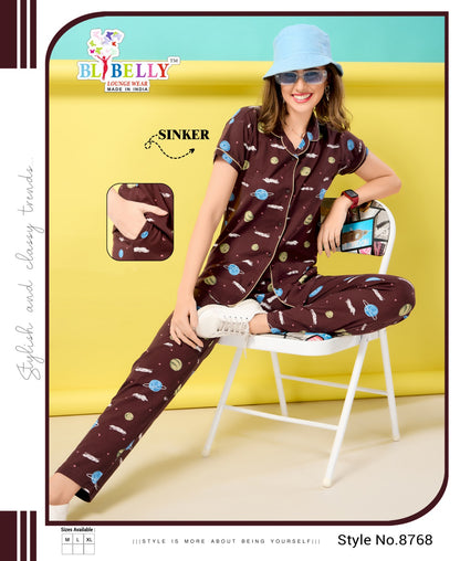 Front Open Vol 637 Belly Sinker Collar Night Suits Wholesaler