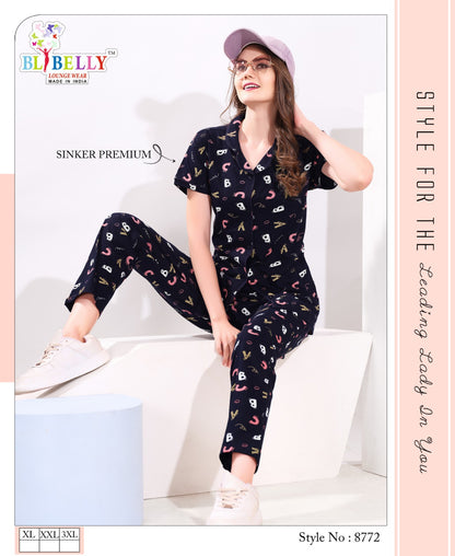 Front Open Vol 639 Belly Sinker Collar Night Suits Wholesale Rate