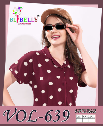 Front Open Vol 639 Belly Sinker Collar Night Suits Wholesale Rate