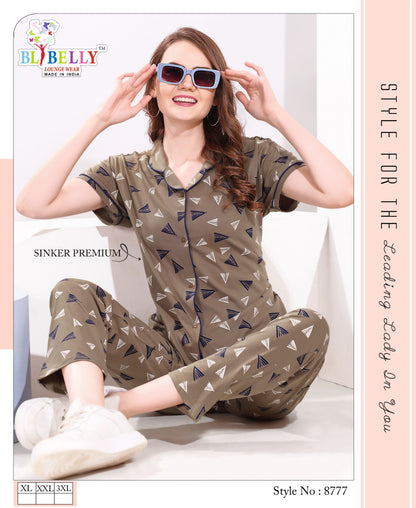 Front Open Vol 639 Belly Sinker Collar Night Suits Wholesale Rate