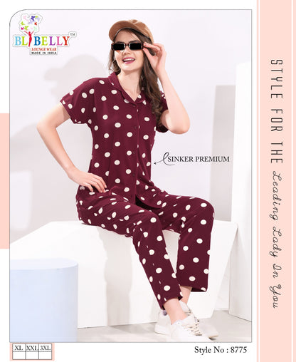 Front Open Vol 639 Belly Sinker Collar Night Suits Wholesale Rate