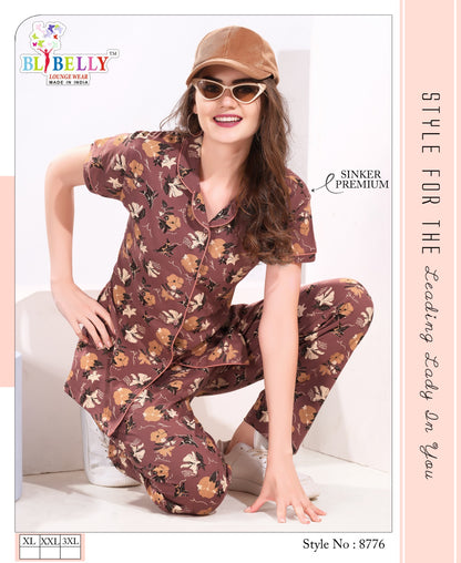 Front Open Vol 639 Belly Sinker Collar Night Suits Wholesale Rate