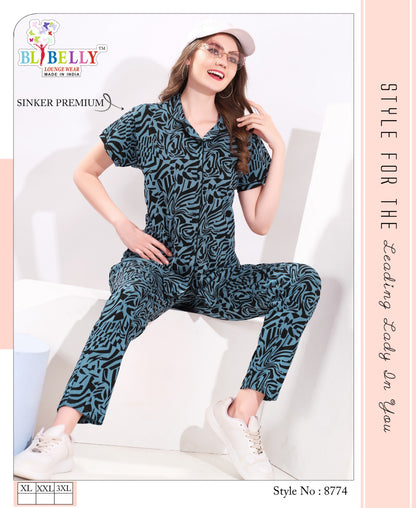Front Open Vol 639 Belly Sinker Collar Night Suits Wholesale Rate