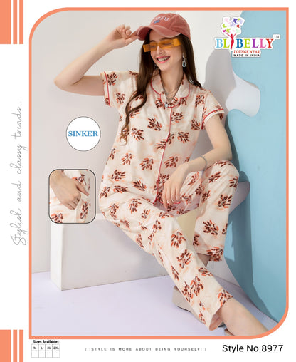 Front Open Vol 645 Belly Sinker Collar Night Suits Wholesale