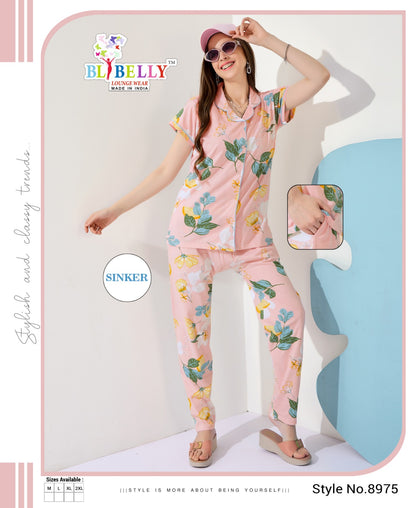 Front Open Vol 645 Belly Sinker Collar Night Suits Wholesale