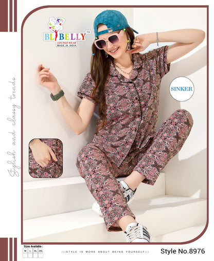 Front Open Vol 645 Belly Sinker Collar Night Suits Wholesale