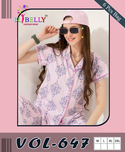 Front Open Vol 647 Belly Sinker Collar Night Suits Wholesaler Gujarat