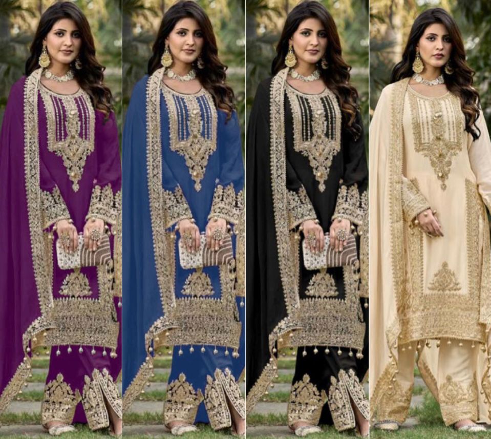 Fuax Georgette Stkri Pakistani Readymade Suits Exporter Ahmedabad