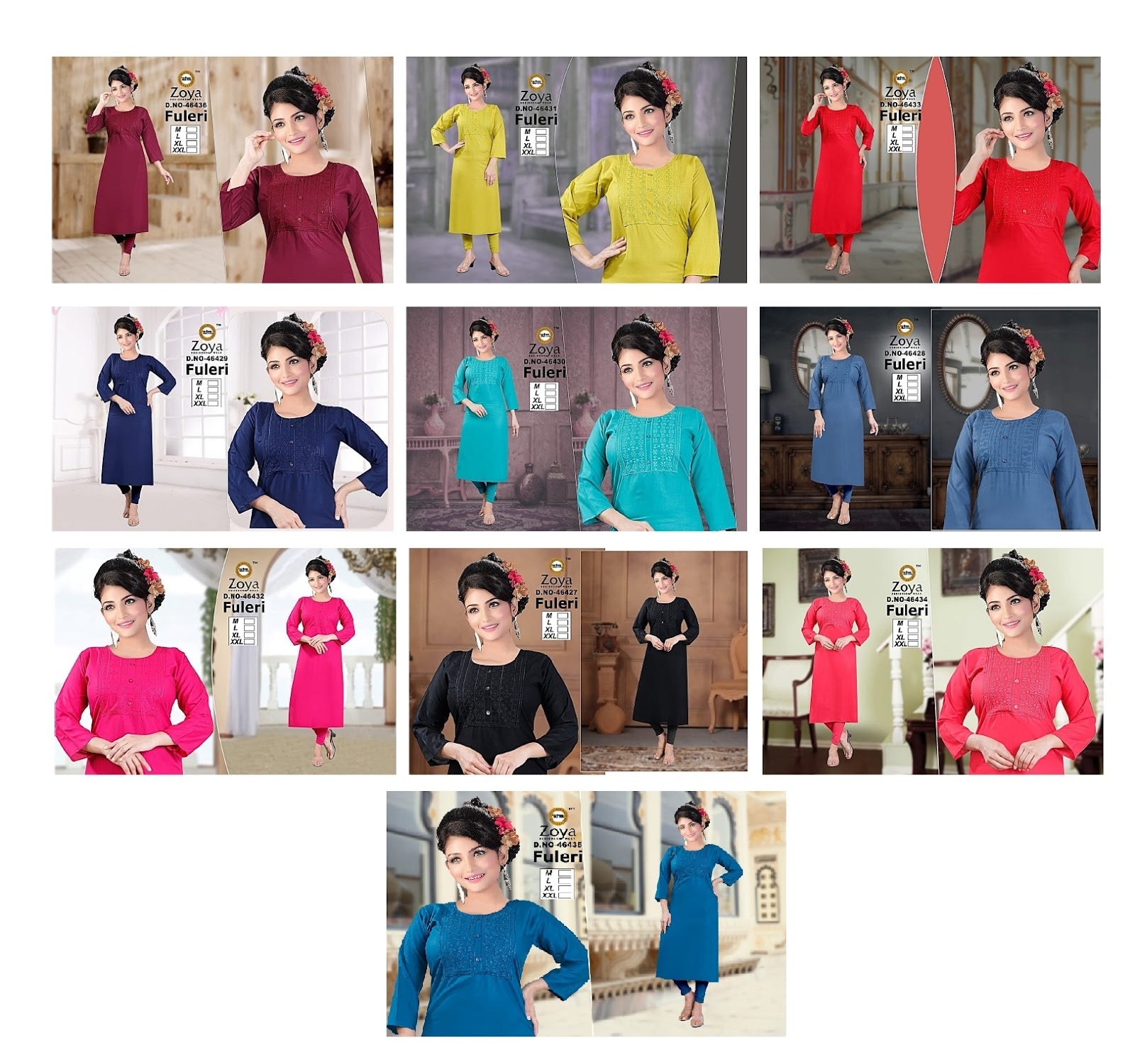 Fuleri Zoya Rayon Long Straight Kurti Wholesaler