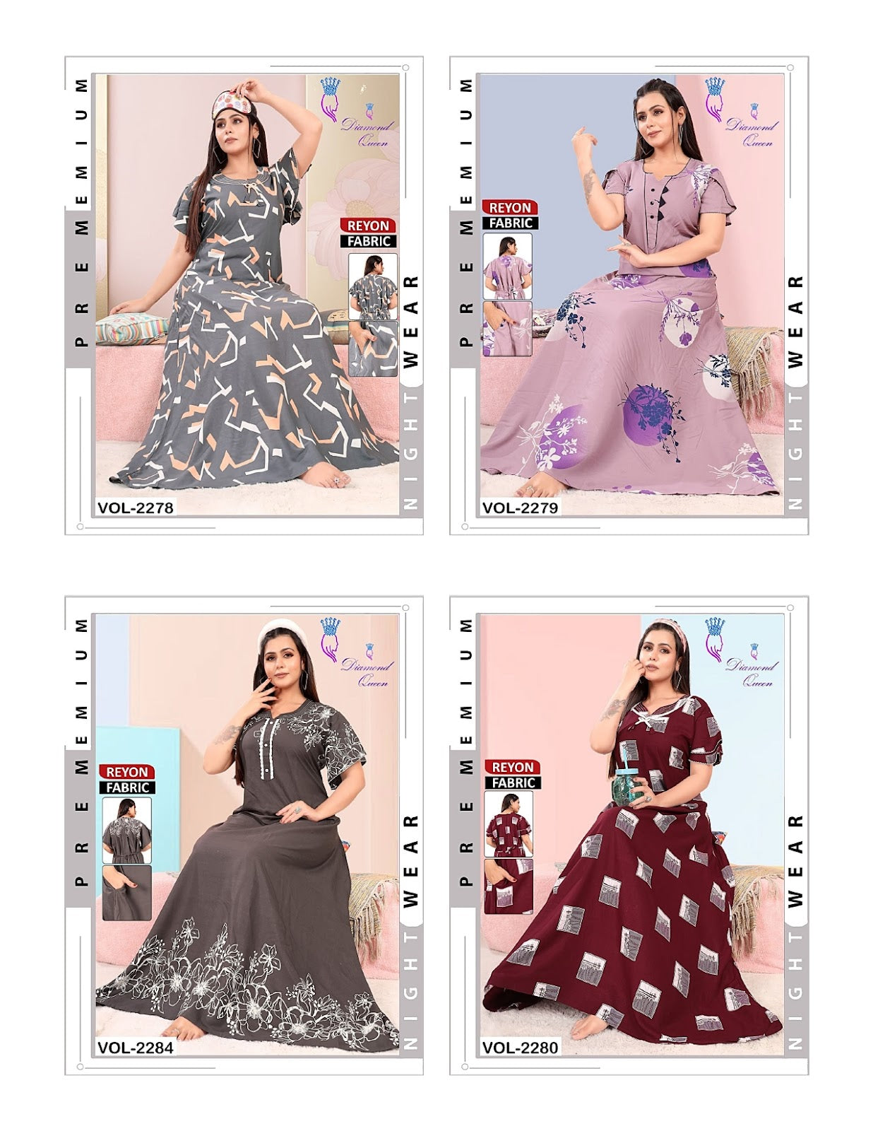 Full Ghera 2907 Diamond Queen Rayon Night Gowns Wholesale Price