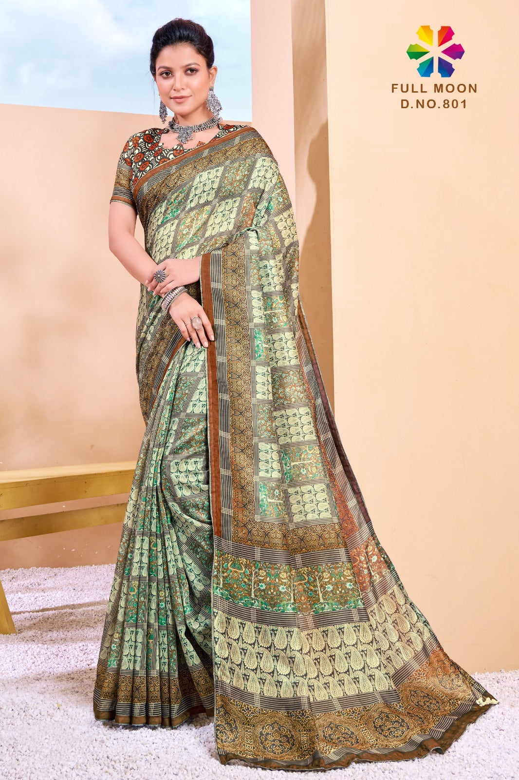 Full Moon 801 To 809 Jivora Chanderi Silk Sarees Supplier Gujarat