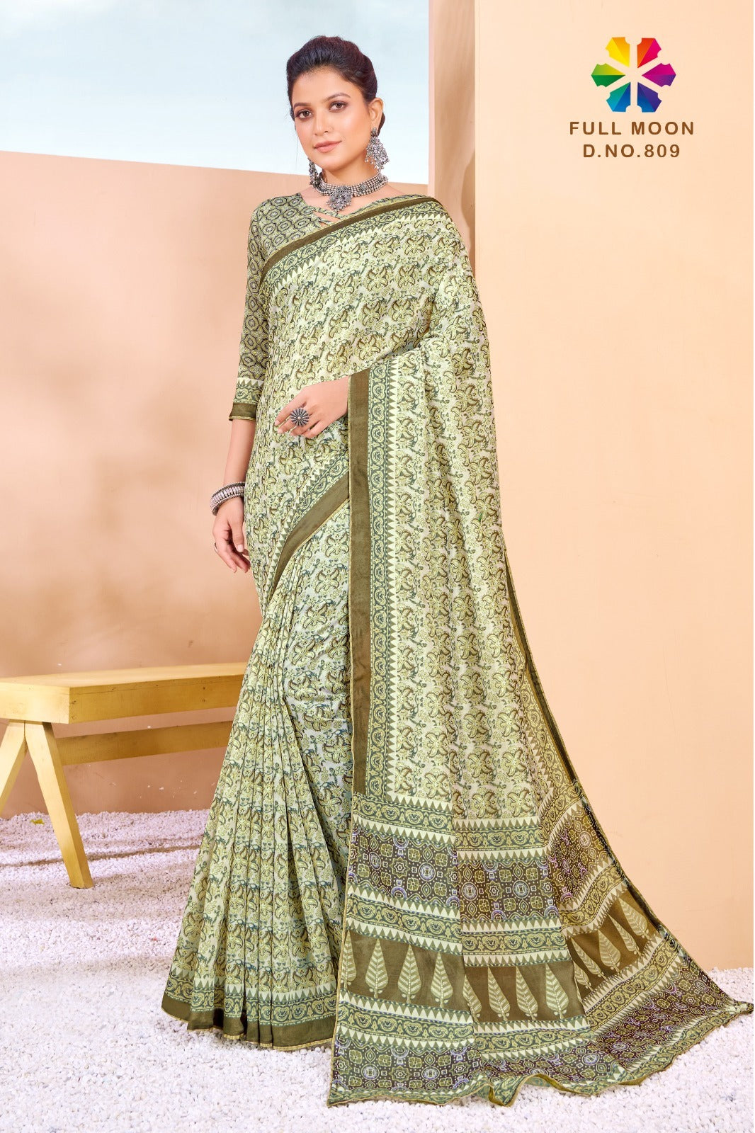 Full Moon 801 To 809 Jivora Chanderi Silk Sarees Supplier Gujarat