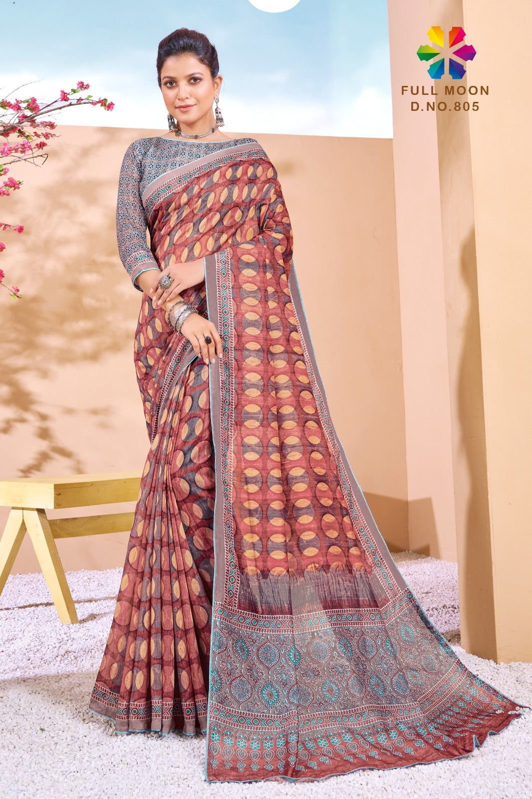 Full Moon 801 To 809 Jivora Chanderi Silk Sarees Supplier Gujarat