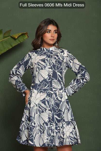 Full Sleeves 0606 Mfs Cotton Midi Dress Wholesale