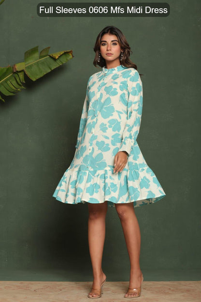 Full Sleeves 0606 Mfs Cotton Midi Dress Wholesale