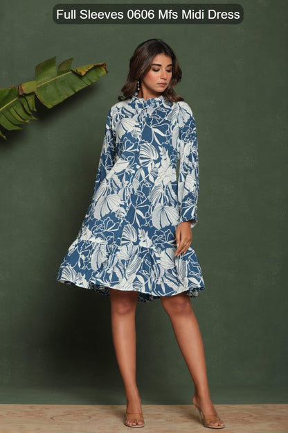 Full Sleeves 0606 Mfs Cotton Midi Dress Wholesale