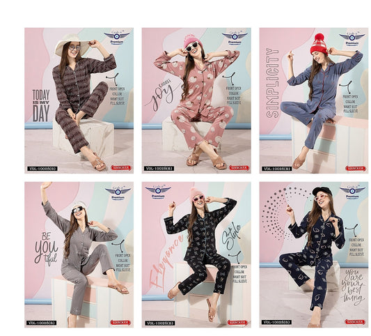 Full Sleeves 10028 B Grab It Sinker Collar Night Suits Supplier Gujarat