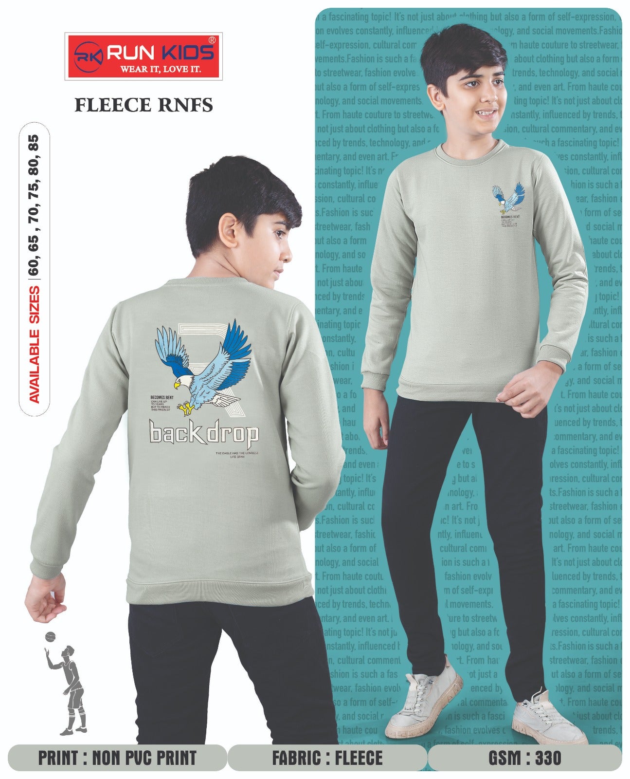 Full Sleeves 3110 Run Kids Fleece Boys Tshirt Manufacturer Gujarat