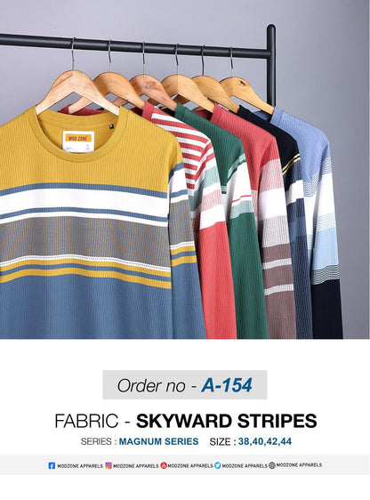 Full Sleeves Design A-154 Mod Zone Stripes Mens Tshirts Wholesaler Ahmedabad