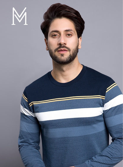 Full Sleeves Design A-154 Mod Zone Stripes Mens Tshirts Wholesaler Ahmedabad