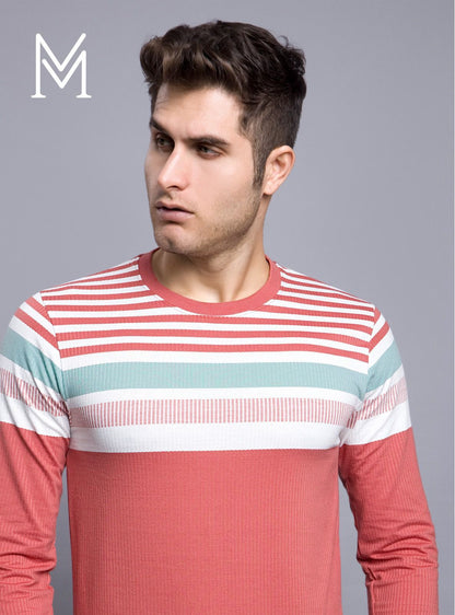 Full Sleeves Design A-154 Mod Zone Stripes Mens Tshirts Wholesaler Ahmedabad