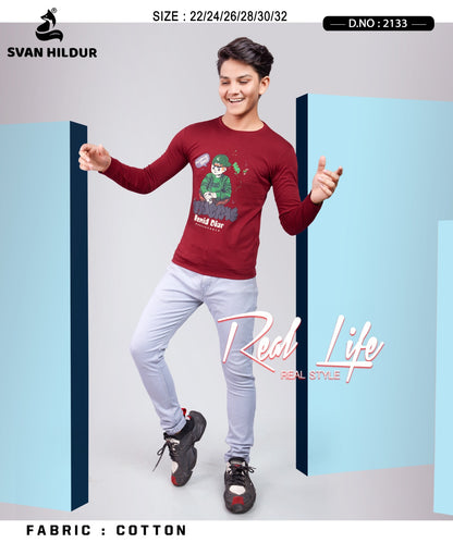 Full Sleeves Design No 2133 Svan Hildur Cotton Boys Tshirt Manufacturer Ahmedabad