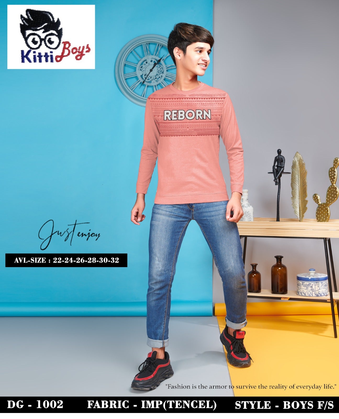Full Sleeves Dg 1002 Kitti Tencil Lycra Boys Tshirt Exporter India