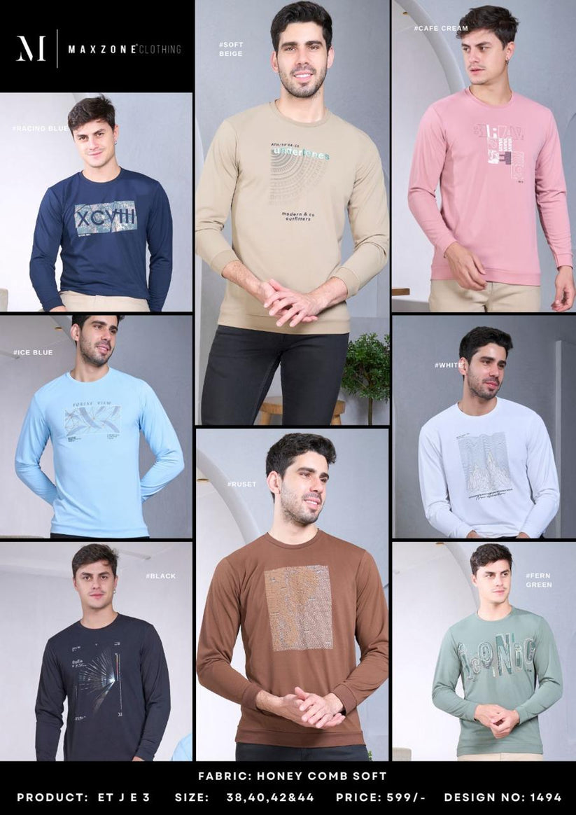 Full Sleeves Et J E 3 Maxzone Clothing Honey Comb Mens Tshirts Exporte ...