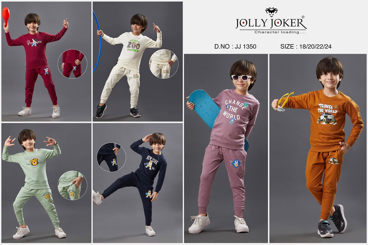 Full Sleeves Jj 1350 Jolly Joker Looper Boys Co Ord Set Supplier India