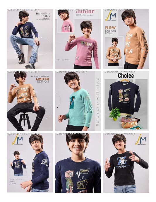 Full Sleeves Jm 121 Jackey N Mickey Imported Boys Tshirt Exporter Ahmedabad
