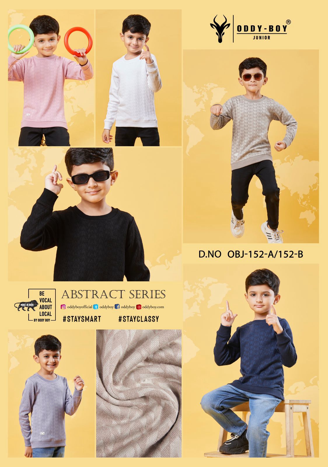 Full Sleeves Obj 152 Ab Oddy Boy Jacquard Boys Tshirt Supplier India