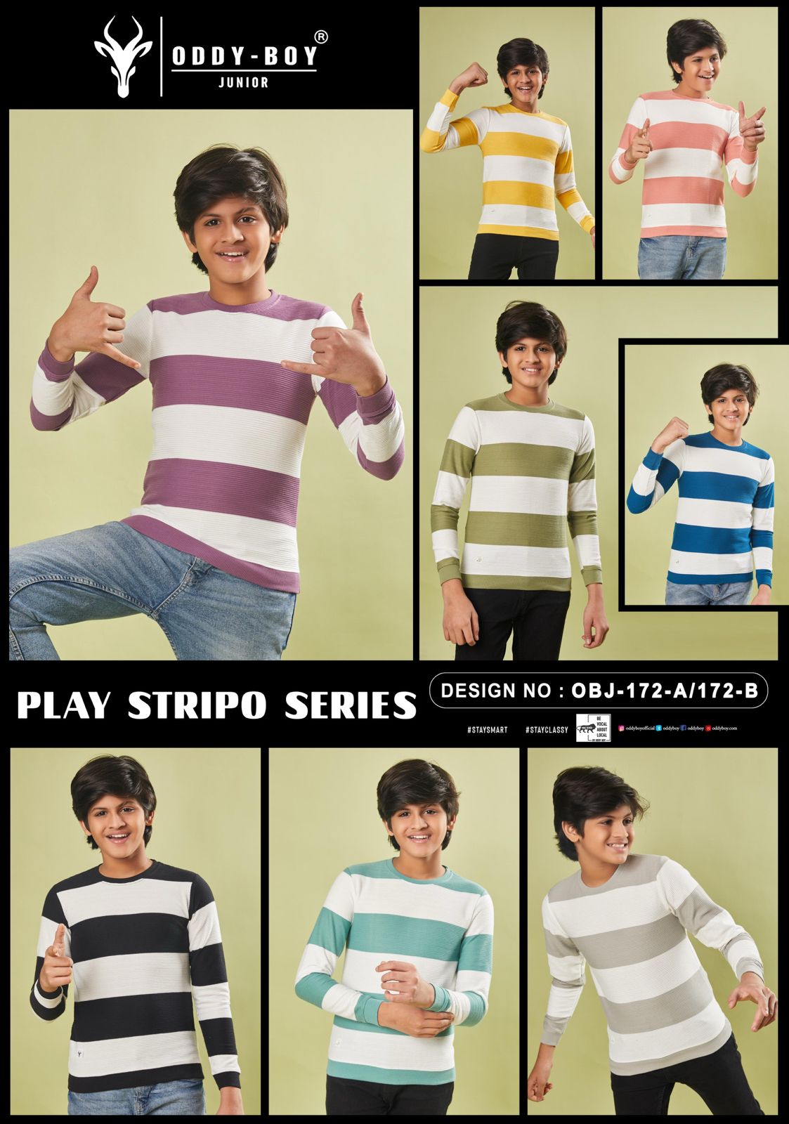 Full Sleeves Obj 172 Ab Oddy Boy Striper Boys Tshirt Supplier